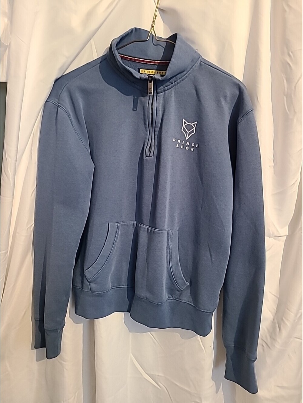 Prince & Fox Aeropostale Sweatshirt Womens M  1/4 Zip Blue Pullover Back Logo